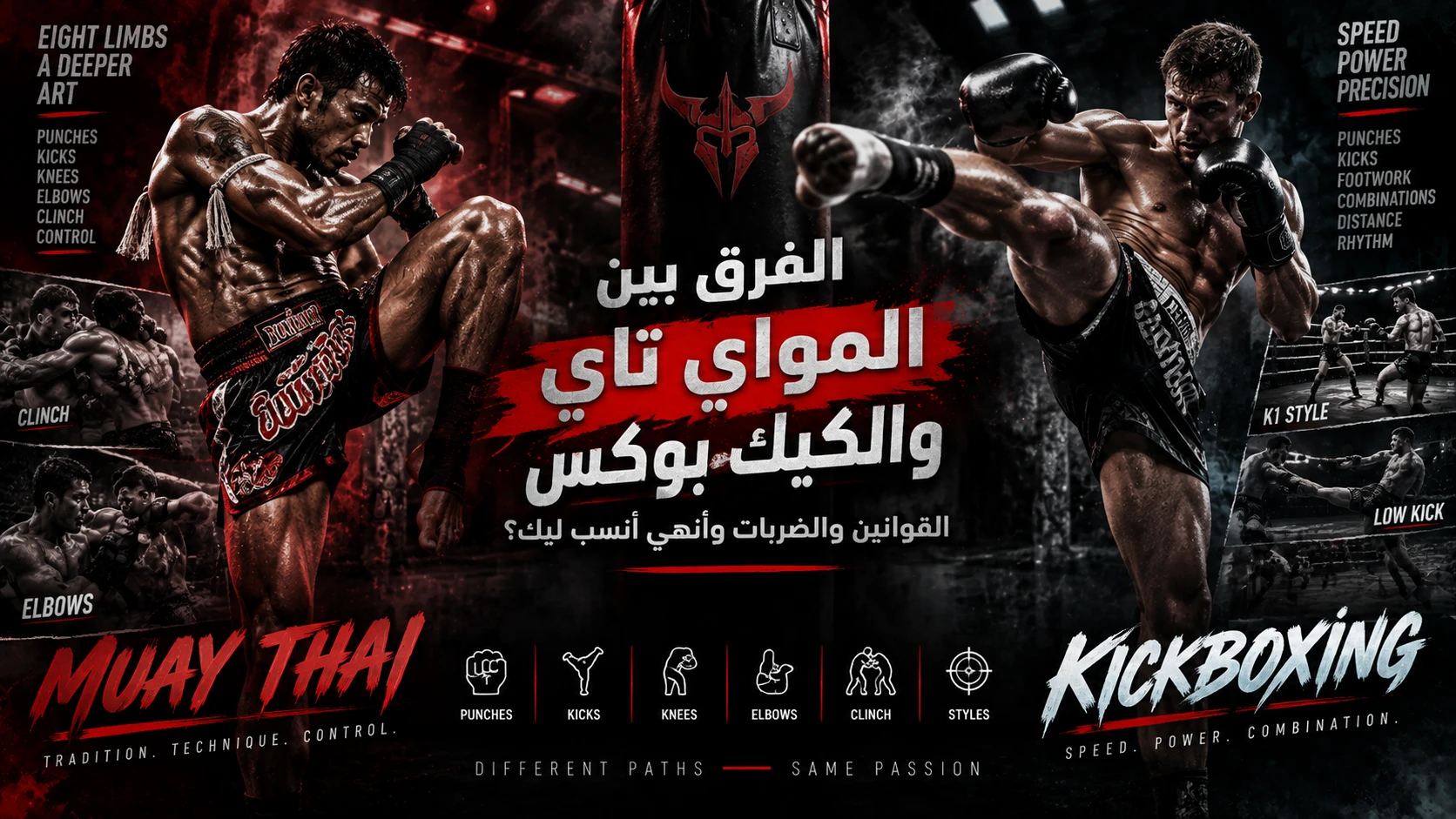 الفرق بين المواي تاي والكيك بوكس: القوانين والضربات وأنهي أنسب ليك؟