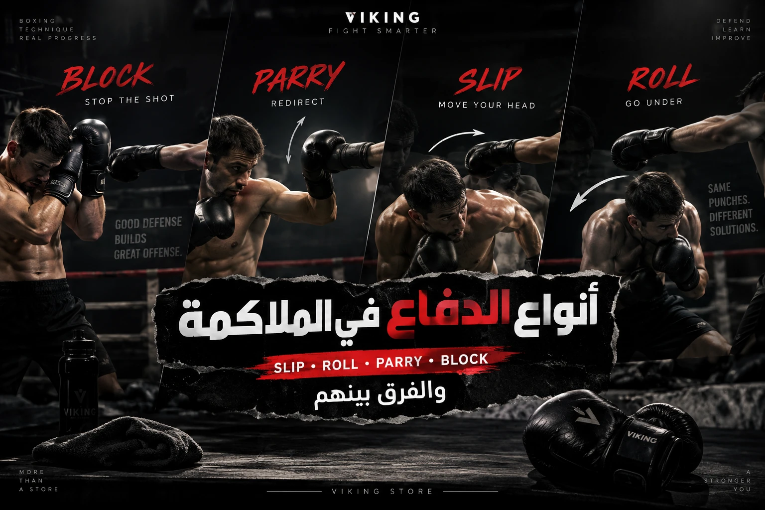 أنواع الدفاع في الملاكمة: Slip وRoll وParry وBlock والفرق بينهم